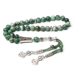 Strand Natural Green Stone Tasbih Prayer Beads Nice Thread Tassel Misbaha 33beads Styles Muslim Man's Jewellery Rosary