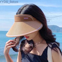 Wide Brim Hats Bucket Hats Summer Top Empty Sun Hat for Women Wide Brim Cap Beach Anti-ultraviolet Visor Hat Girl Ladies Caps UV Protection Sun Hat YQ231116