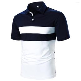 Men's Polos Men T-Shirt Short Sleeve Two Color Splicing Urban Business Polo Casual Fashion Lapel Top