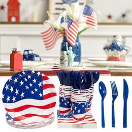 Dinnerware Sets 1 Set Fashion Tableware No Odour Grade American Independence Day Fork Cutter Spoon Cutlery Create Atmosphere