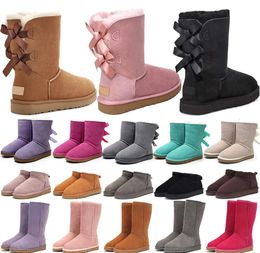 designer boots australia slippers tasman womens platform winter booties girl classic snow boot ankle short bow mini fure black chestnut pink Bowtie shoes size