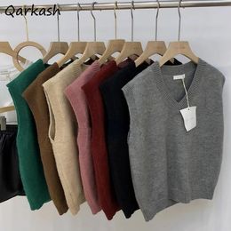 Women's Vests Sweater Vests Women S-3XL Jumpers V-Neck Knitted Preppy Autumn Korean Style Solid Colleges Stylish Cozy Teens Candy Colors 231115