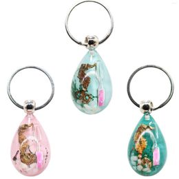 Keychains Creative Hourglass Timer Keychain Car Luminous Key Chain Insect Amber KeyRing Seaside Tourist Attractions Gift K4280