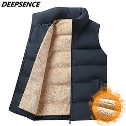 Men's Vests Men's Winter Thicken Fleece Warm Vest Jackets Men Sleeveless Coats Fashion Zipper Heating Vests Winter Men Clothing S-6XL 231116