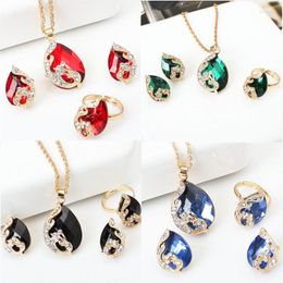 Pendant Necklaces Fashion Income Jewelry Pendants Earrings Ring Sets Bridal Decoration Colorful Three Piece Gifts