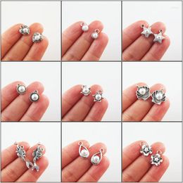 Charms Fashion Star Mermaid Crown Teardrop Round Flower White Plastic Pendants Antique Silver Colour