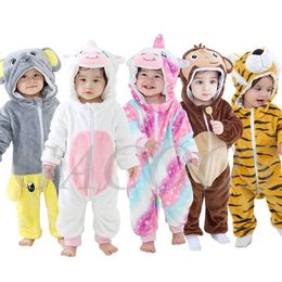 Rompers Kids Onesie Pajamas Animal Tiger Lion Unicorn Monkey Baby Rompers Winter Flannel Costumes for Girls Boy Toddler Children Outfits 231115