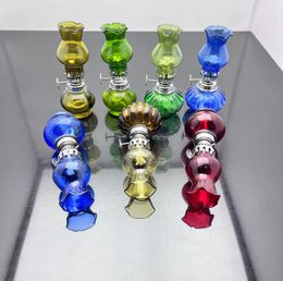 Smoking Pipe Mini Hookah glass bongs Colorful Metal Shape Old colored glass alcohol lamp and cigarette accessories