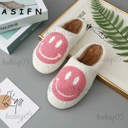 Slippers ASIFN Stay Cute Cozy with Pink Smiling Face Womens Cotton Slippers Soft and Adorable House Shoes for Everyday Wear T231116