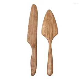 Dinnerware Sets Wooden Cake Knife And Server Set Custom Unique Wood Ersonalized Rustic Cutting Comfortable Handle