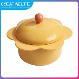 Bowls Heat Preservation Soup Rice With Lid And Spoon Cute Household Bowl Large Capacity Fruit Salad Flower Shape