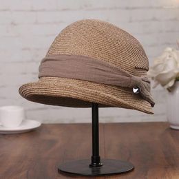 Berets High Quality Soft Straw Sun Hat Casual Street Sports Floppy Summer Bucket Breathable Bow Fedora Cap Sombrero Chapeu