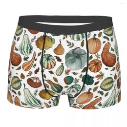 Underpants Men Autumn Squashes Watercolor Pumpkin Boxer Briefs Shorts Panties Soft Underwear Male Sexy Long