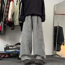 Men's Pants Autumn And Winter Solid Color Wide Leg Clothing Elastic Waist Loose Casual Trousers A040