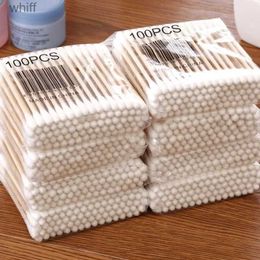 Cotton Swab 100 Pcs Double Head Cotton Swab Women Makeup Cotton Buds Tip For Medical Wood Sticks Nose Ears Cleaning Health Care ToolsL231116