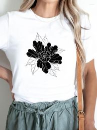 Women's T Shirts Women Female Flower Watercolor 90s Cute Fashion Summer Graphic Tee Clothes Clothing Short Sleeve Print Casual T-shirts