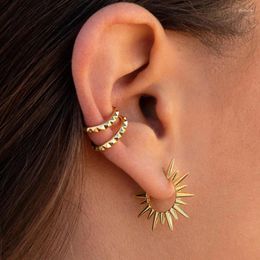 Hoop Earrings Vintage Sunflower Round For Women Minimalist Exaggerate C-Shaped Metal Style Kpop Y2K Accessories Fashion Jewelry