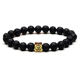 Charm Bracelets 8Mm Natural Stone Lava Rock Bracelet Cube Zinc Alloy Sier Gold Color Aromatherapy Essential Oil Diffuser Drop Delivery Dhjnu