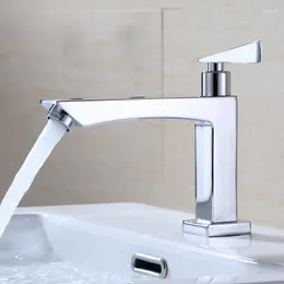 Bathroom Sink Faucets Square Seven Shaped Single Cold Basin Faucet With 4 Point Extension Opening