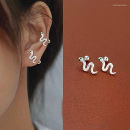 Stud Earrings 925 Sterling Silver Flash Diamond Snake-Shaped Women's Fashion Personalized Ear Bone Studs Party Birthday Jewelry