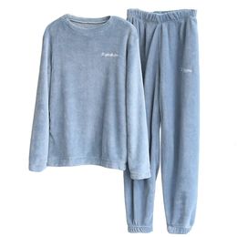 Women's Sleepwear Women Pyjamas Set Winter Warm Flannel Pyjamas Homewear Thick Female Sleepwear Plush Pyjamas Suit Sweatshirt Hoodies Solid Colour 231116