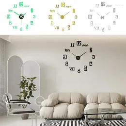 Wall Clocks Clock DIY Creative Decorative Sticker 3D Frameless Mirror Surface No Punching Watch For Dining Room El Family