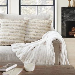 Blankets Better Homes Gardens Ruched Faux Fur Throw Blanket White Standard 231115
