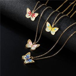 Pendant Necklaces Korea's Colour Drop Oil Butterfly Necklace Fashion Simple Temperament Joker Elegant Ladies Jewellery