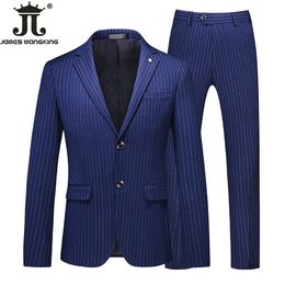 Men's Suits Blazers S-5XL Blazer and Pants High-end Brand Boutique Fashion Striped Men's Formal Business Suit Two-piece Set Groom Wedding Dress 231116