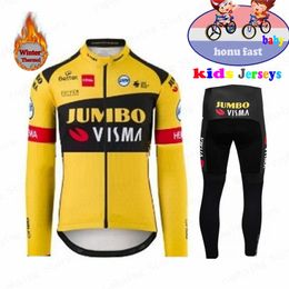 Cycling Jersey Sets JUMBO VISMA Kids Winter Thermal Fleece Cycling Jersey Set Bicycle Girl Cycling Clothes Warm Bike Children Cycling Clothing Suit 231116