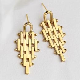 Dangle Earrings For Women Temperament Copper Plated 18K Gold Long Geometric Trapezoidal Female Design Jewellery 2023 Accessories