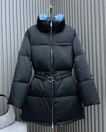 P0032 Women's Down & Parkas Designer 2023 Hot High Quality Winter Long Women Down Jacket Clothing Design Thickening Solid Color Belt Tag Luxury Down Coat Tops