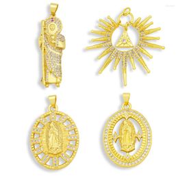 Pendant Necklaces OCESRIO Trendy Big Gold Plated St. Jude San Judas Tadeo Pendants For A Necklace Copper CZ DIY Jewellery Creation Pdta497