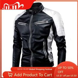 Men's Jackets Men Stand Collar Motorcycle Leather Jackets Slim Fit PU Leather Coats Quality New Fashion Male Autumn Casual Leather Jackets 5XL J231116