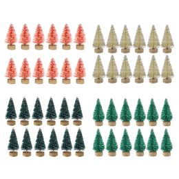 Decorative Objects Figurines 12pcs Miniature Christmas Tree Decorations Artificial Snow Landscape Mini Pine Trees DIY Crafts Dollhouse Decor 231115