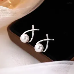Stud Earrings S925 Silver Needle Crystal Cross Earring For Women Girls Kids Trendy Sweet Jewellery Pendientes E544