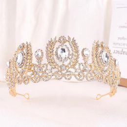 Hair Clips Baroque Vintage Golden Crystal Leaf Bridal Tiaras Crown Rhinestone Pageant Diadema Collares Headpieces Wedding Accessories