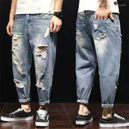 Men's Jeans Plus Size 28-42 Men Ripped Spring Autumn Fashion Casual Hole Slim Loose Harem Baggy Long Denim Pants Streetwear