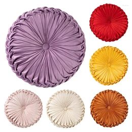 Pillow Round Offices Pleated Velvet For Sofa Home Decor Decorative Car Chair Knitted Back S