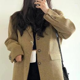 Women's Suits Autumn/winter British Style Short Twill Woollen Blazers Suit Jacket Retro Casual Solid Colour Loose Jackets