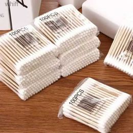 Cotton Swab 100Pcs Double Head Cotton Bamboo Sticks Cotton Swab Disposable Buds Cotton For Beauty Makeup Nose Ears CleaningL231116