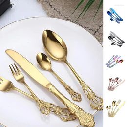 Dinnerware Sets Stainless Steel Cutlery Set Serving Supplies Colourful Dinner Fork Knife Travel For Wedding And El