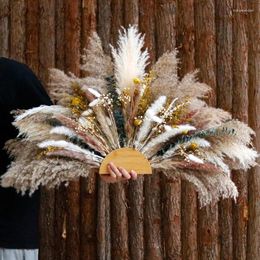 Decorative Flowers Reed Dried Ornaments Fan Shaped Flower Arrangement Mixed Bouquet Genuine Indoor Bohemian Style Decoration