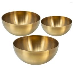 Dinnerware Sets 3 Pcs Salad Bowl Stackable Stainless Steel Multi-function Serving Multifunction Fruit Reusable Supply Daily Use