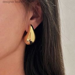 Charm Stainless Steel Gold Plated Tear Drop Earrings Dupes for Women Lightweight Smooth Metal Waterdrop Hoop Earrings Tren JewelryL231116