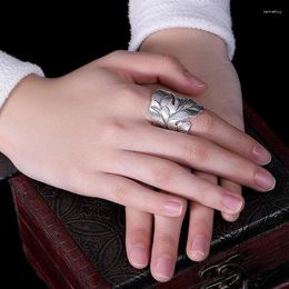 Cluster Rings Marcasite Exaggerated Hollow 925 Sterling Silver Retro Personality Index Finger Opening Female Ring Original Handmade Designer