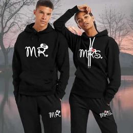Men's Tracksuits Couple Tracksuit Mr Mrs Printed Lovers Clothes Fleece Hoodie + Long Pants 2 Pieces Sets Spring and Autumn Leisure Clothing S-4XL Q231117