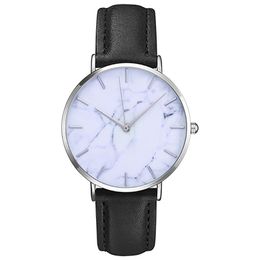 Wristwatches Fashion Women Leather Analogue Classic Casual Wrist Watch Relogio Feminino White Marble Simple Dial Ladies Luxury Quartz Clock B3