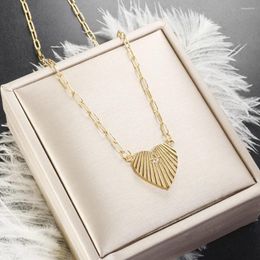 Pendant Necklaces French Vintage Love Heart Necklace 18k Gold Plated Stainless Steel Chains For Women Peach Cuban Chain Choker Gift