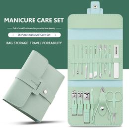 Nail Art Kits 16 In 1 Cutter Professional Stainless Steel Scissors Grooming Kit Cuticle Utility Tools Care Clipper Manicure Set